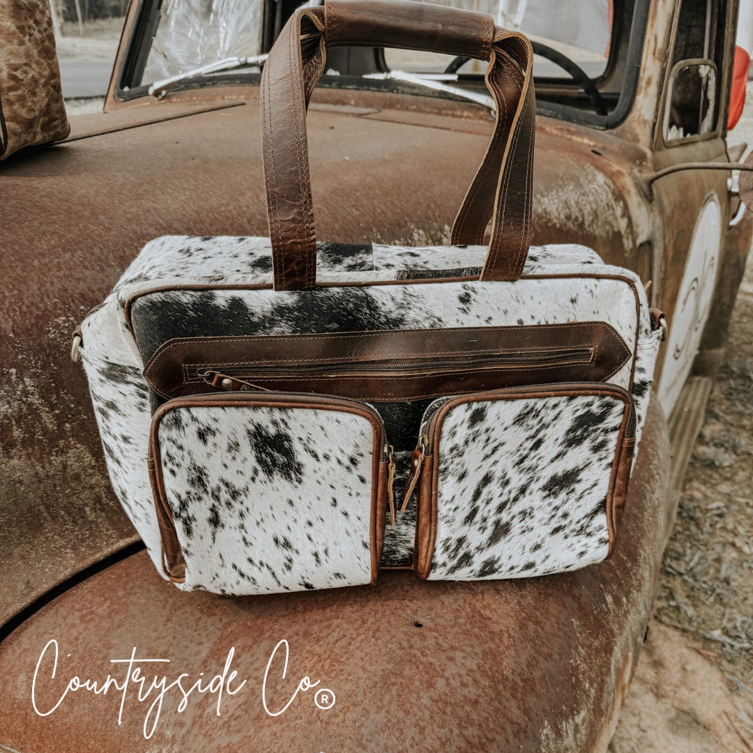 Saddlemen Carry All Cowhide Duffle Travel Bag by Countryside Co.