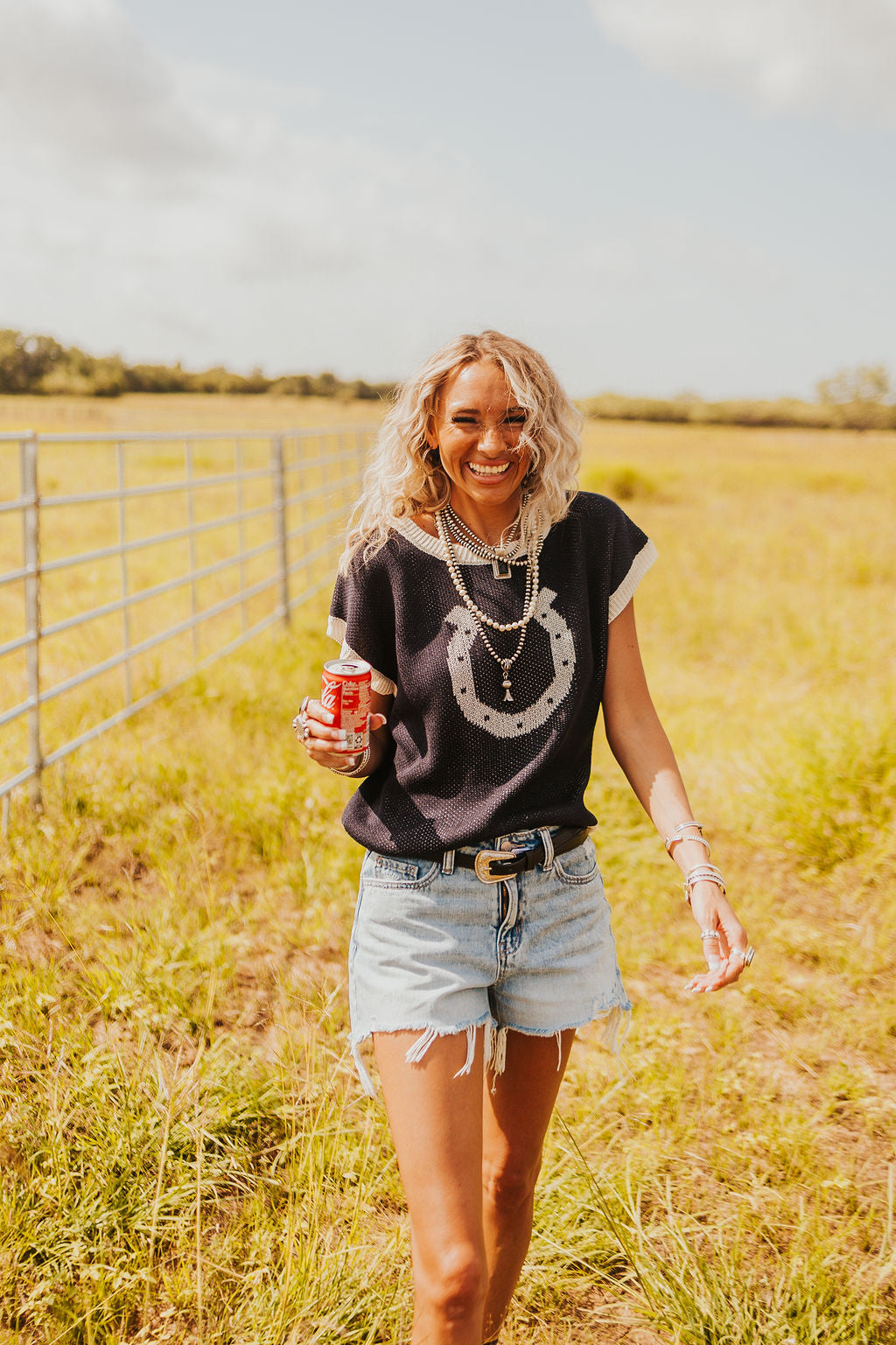 The Kaiya Horseshoe Sweater Vest in Navy