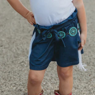 Shea Baby Blue Fringe Shorts