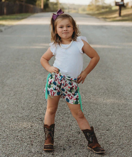 Shea Baby Cactus Fringe Shorts