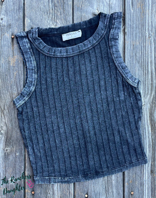 Cropped Vintage Black Savannah Tank