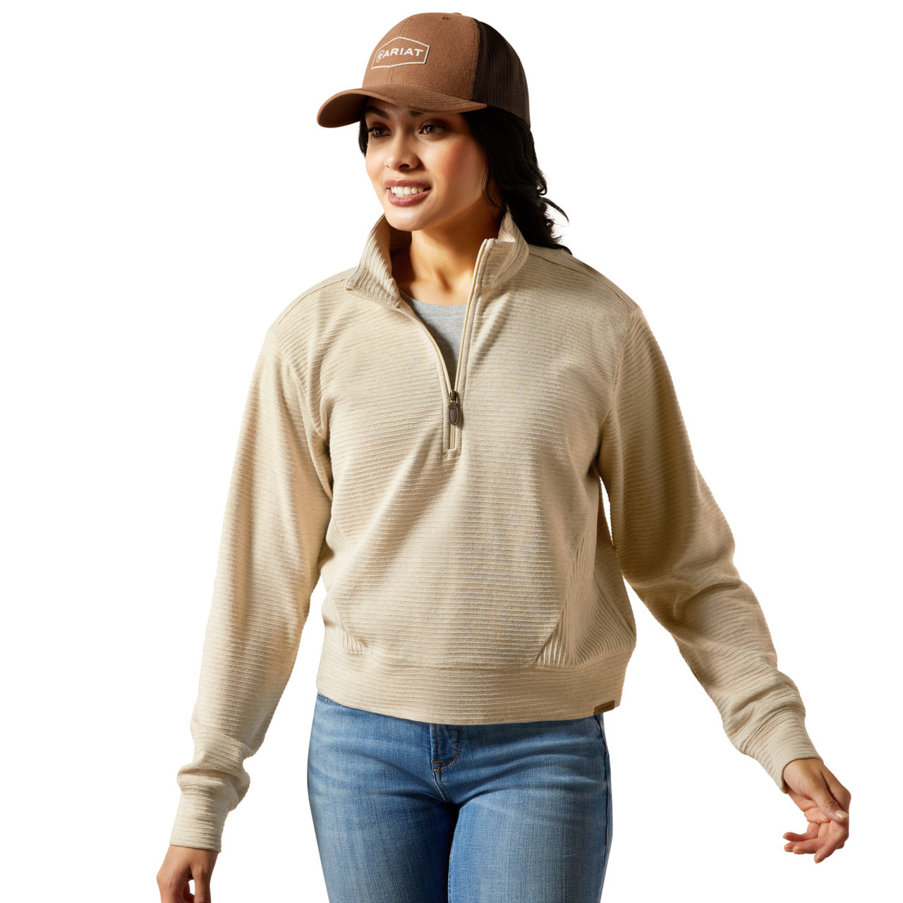 Ariat Women's Oatmeal Heather High Noon 1/2 Zip Pullover