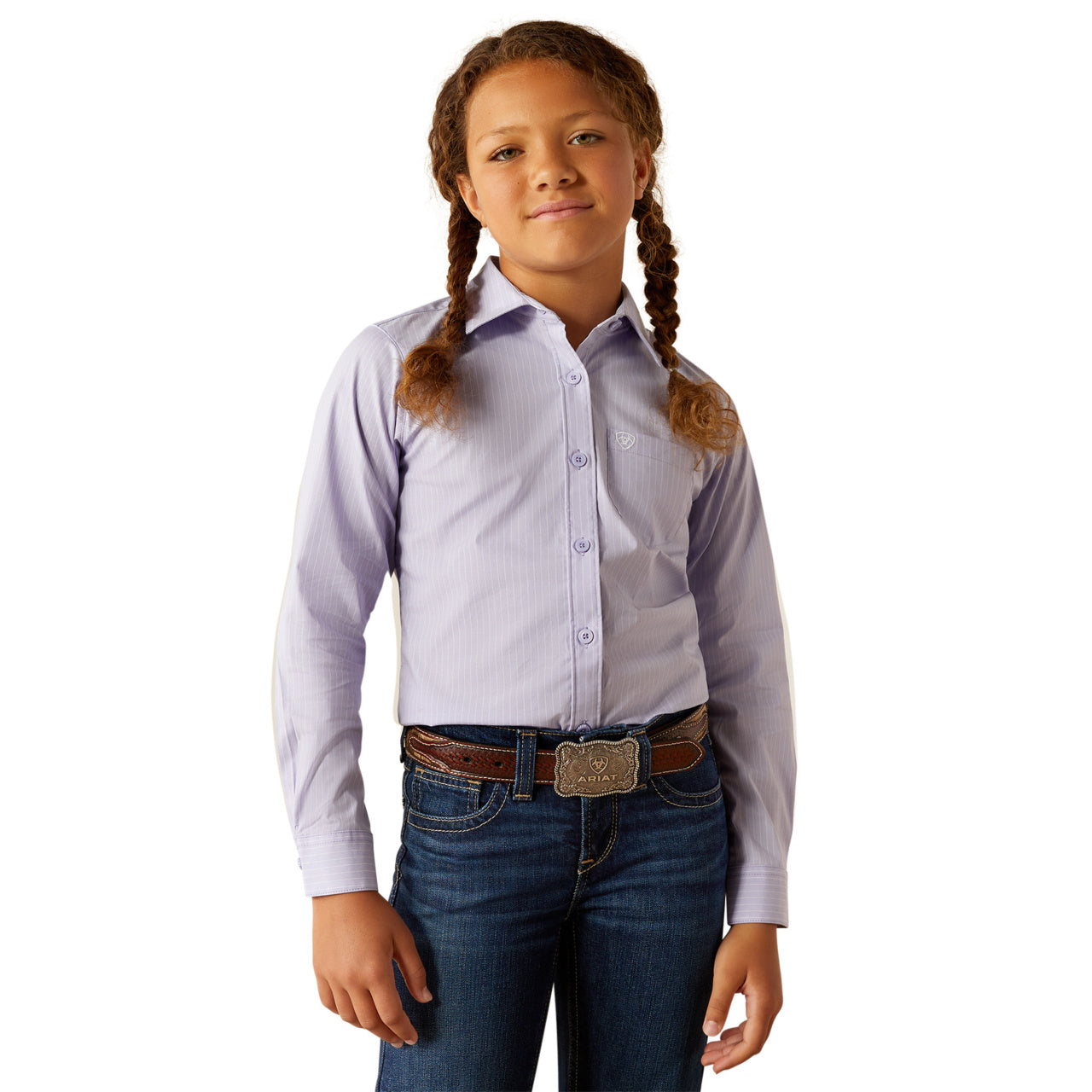 Ariat Girls Lavender Stripe Kirby Western Shirt