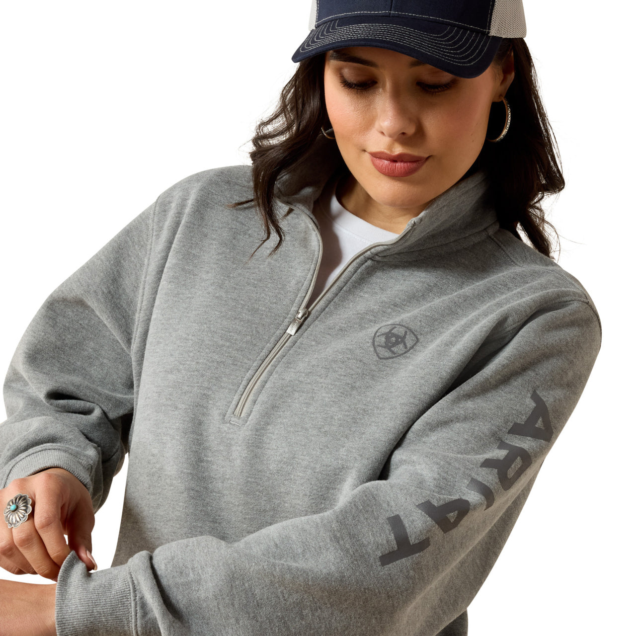 Ariat Women's Heather Grey Logo 1/2 Zip Sweatshirt