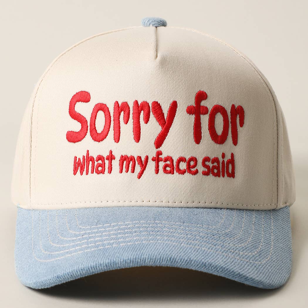 SORRY FOR WHAT MY FACE SAID Embroidery Two-Tone Trucker Hat: LEOPARD