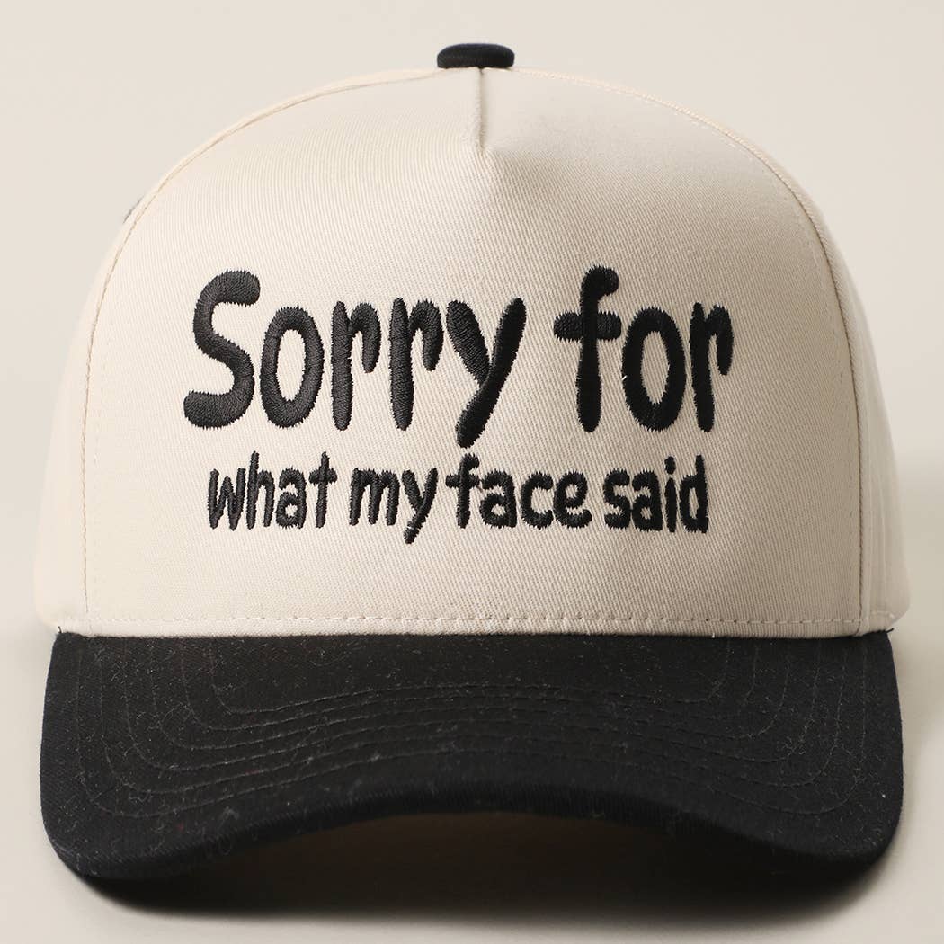 SORRY FOR WHAT MY FACE SAID Embroidery Two-Tone Trucker Hat: LEOPARD