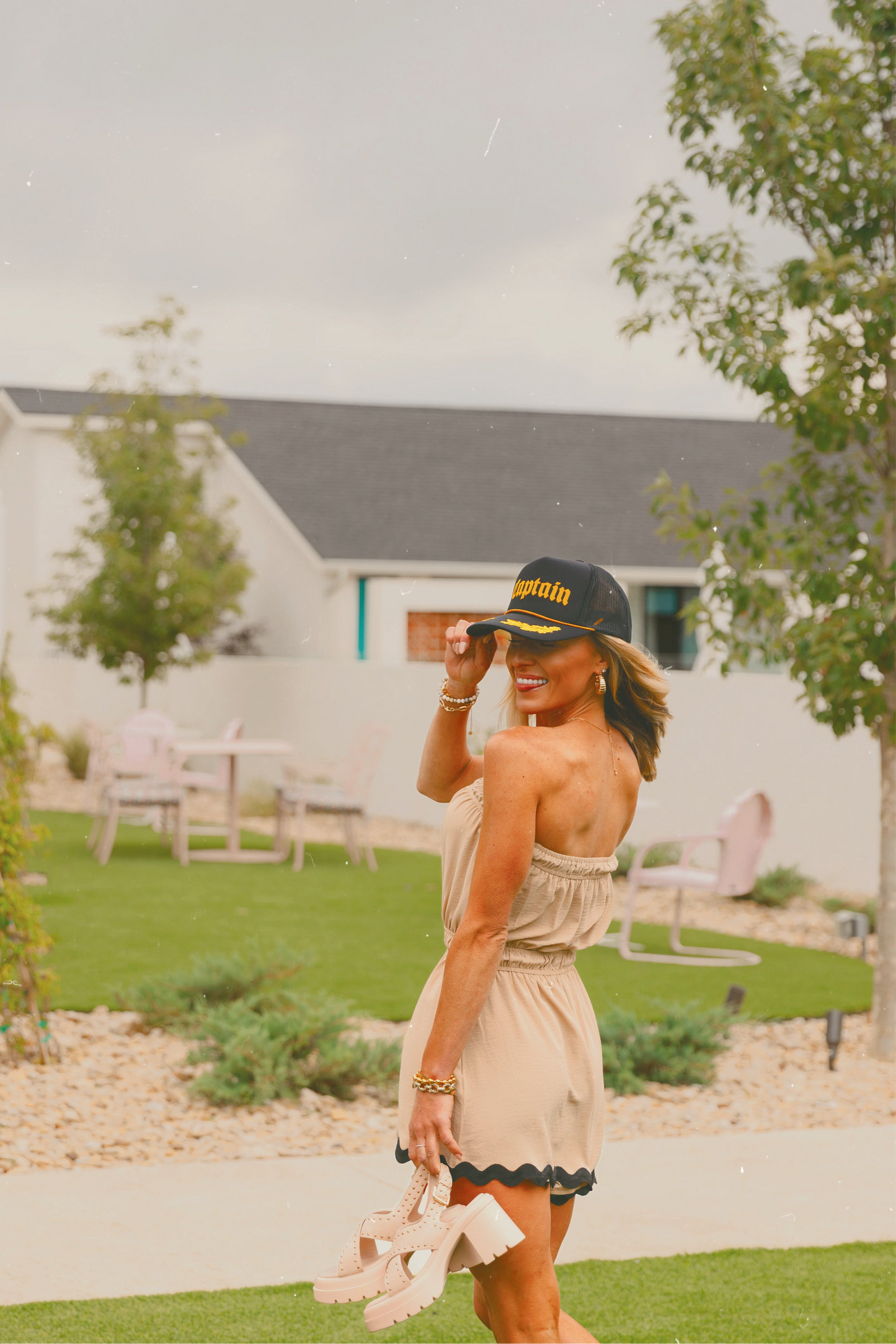 The Haven Romper in Tan