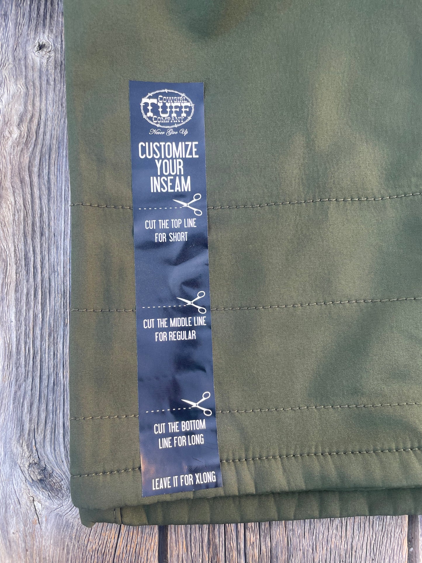 Olive Cowgirl Tuff Work Hard Play Hard Pants