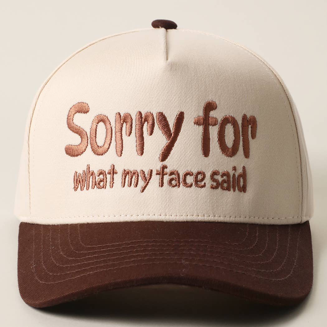 SORRY FOR WHAT MY FACE SAID Embroidery Two-Tone Trucker Hat: LEOPARD