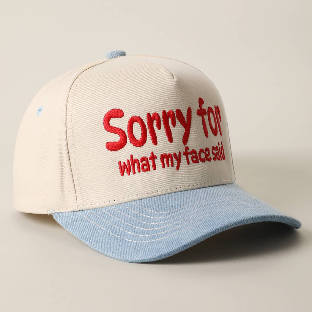 SORRY FOR WHAT MY FACE SAID Embroidery Two-Tone Trucker Hat: LEOPARD