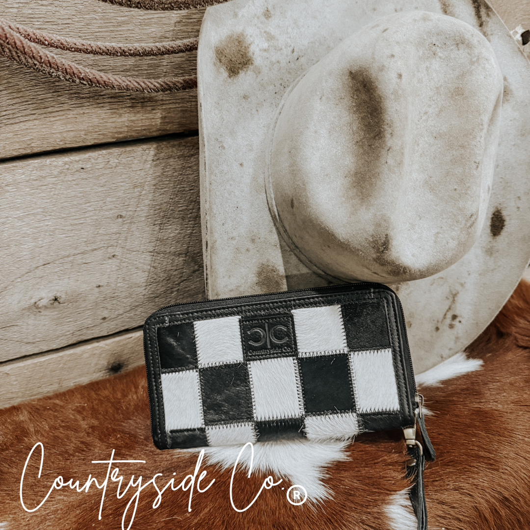 Stockyard Checkered Cowhide Wallet