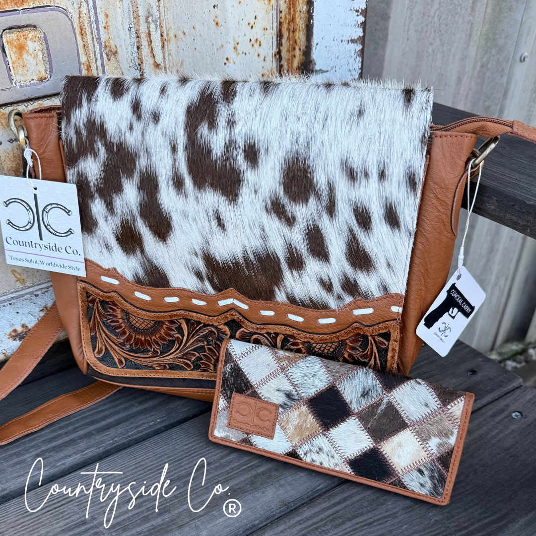 Magdalene Concealed Carry Cowhide Purse and Wallet BUNDLE