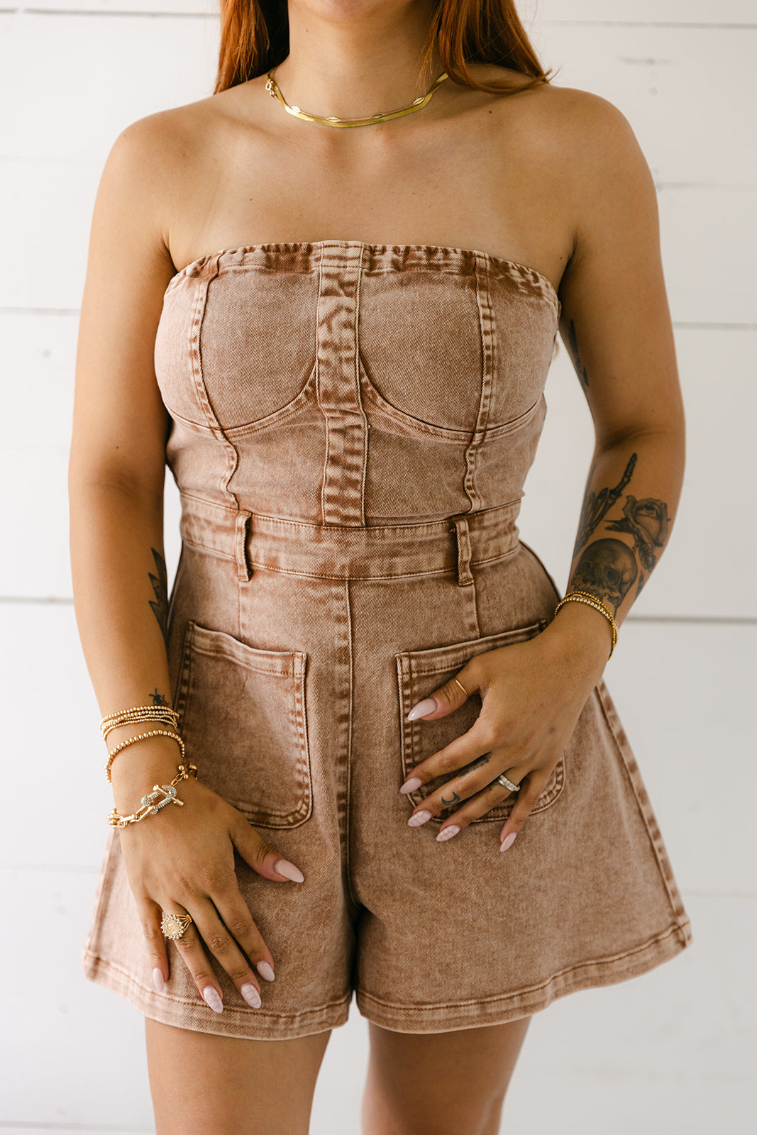 SALE The Millie Romper in Tan