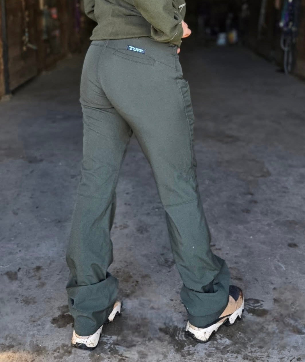 Olive Cowgirl Tuff Work Hard Play Hard Pants