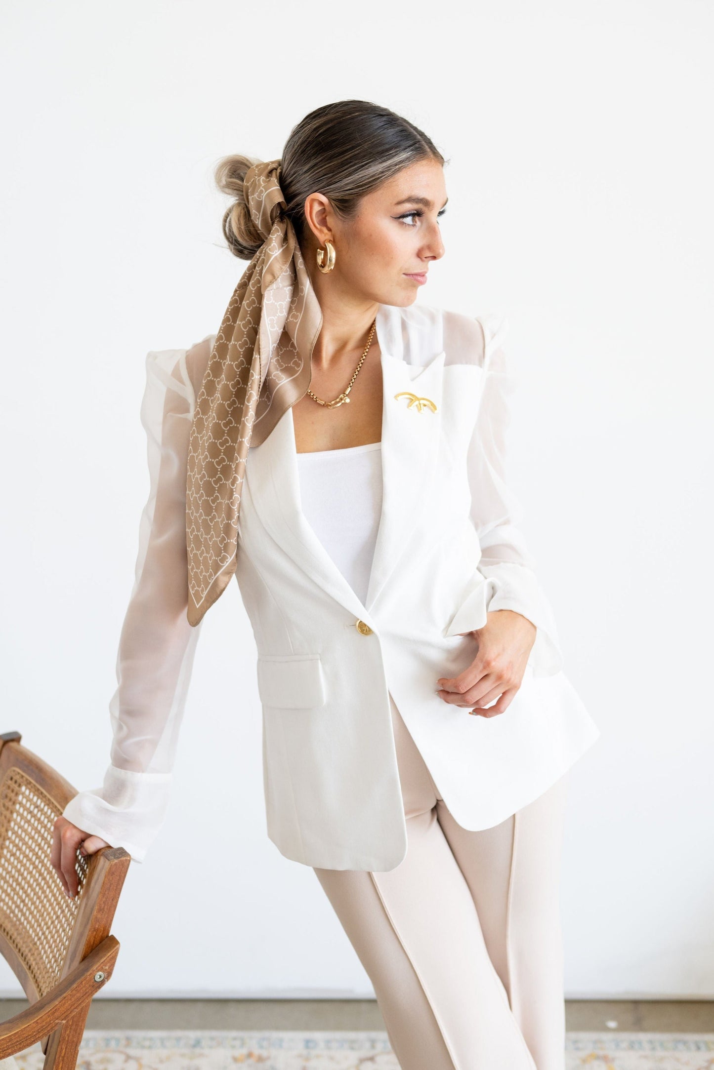 SALE The Jasmine Sheer Blazer in White