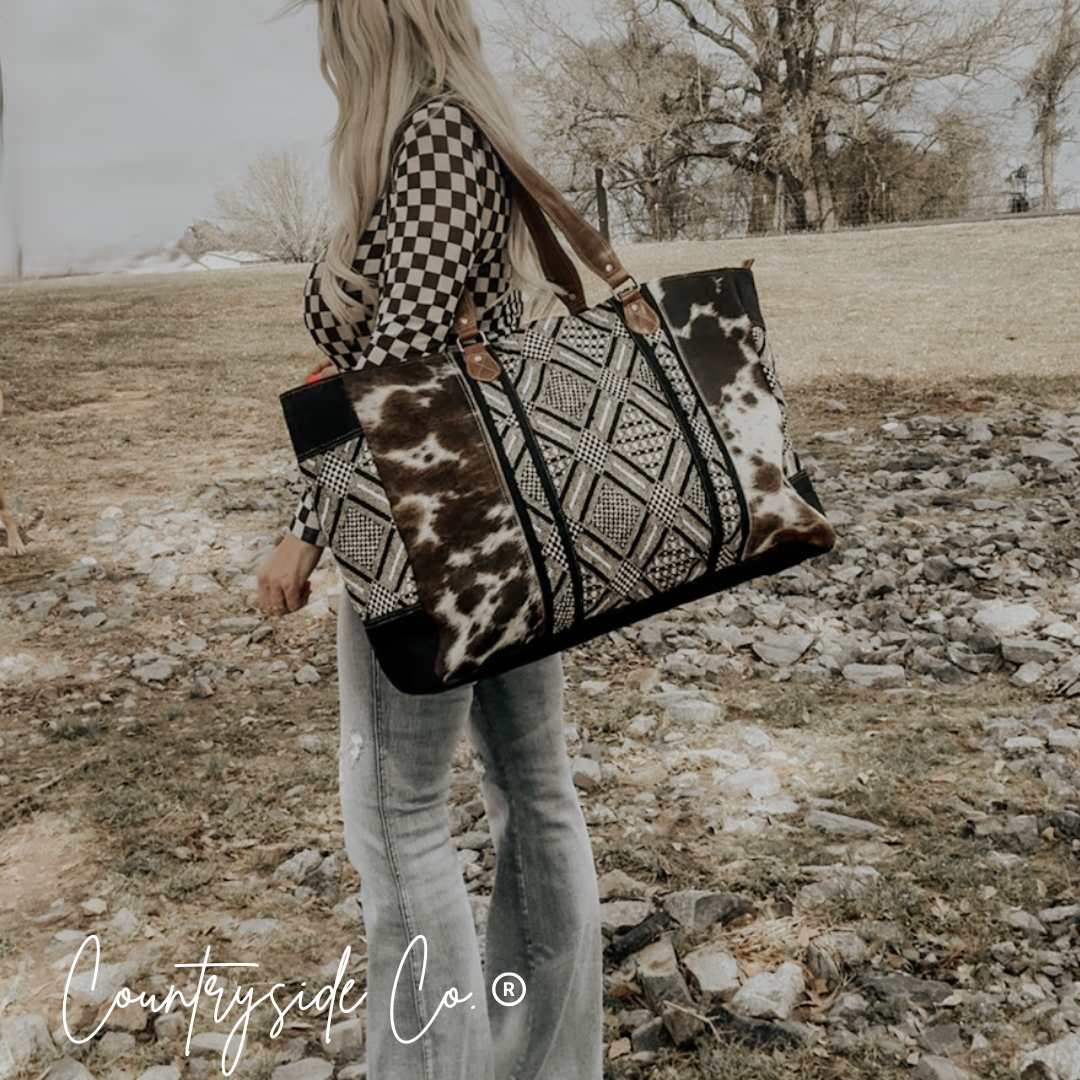 Charlene Cowhide Weekender Bag by Countryside Co.