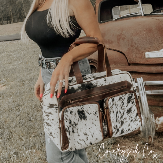 Saddlemen Carry All Cowhide Duffle Travel Bag by Countryside Co.