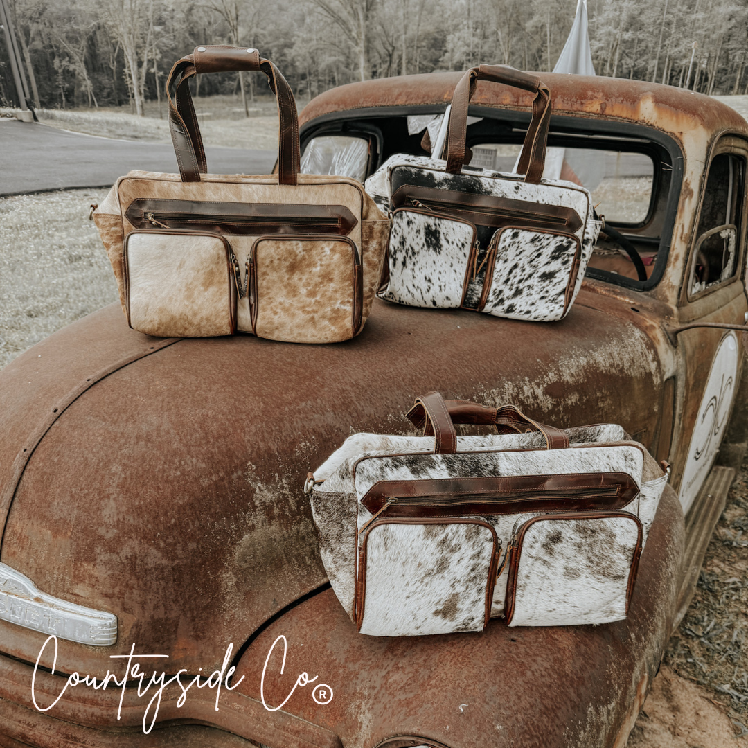 Saddlemen Carry All Cowhide Duffle Travel Bag by Countryside Co.