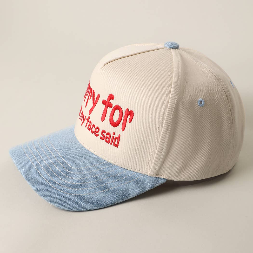 SORRY FOR WHAT MY FACE SAID Embroidery Two-Tone Trucker Hat: LEOPARD