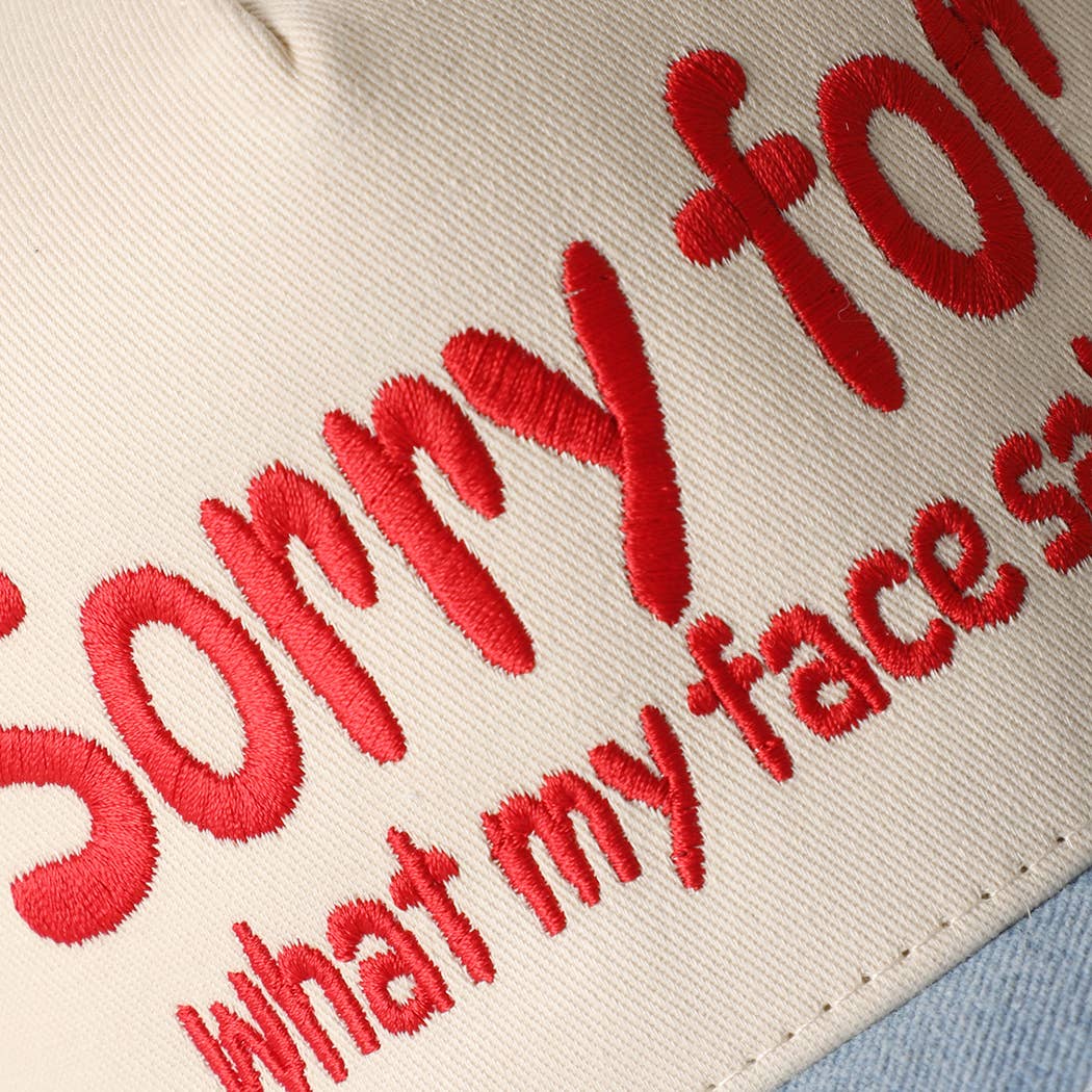 SORRY FOR WHAT MY FACE SAID Embroidery Two-Tone Trucker Hat: LEOPARD