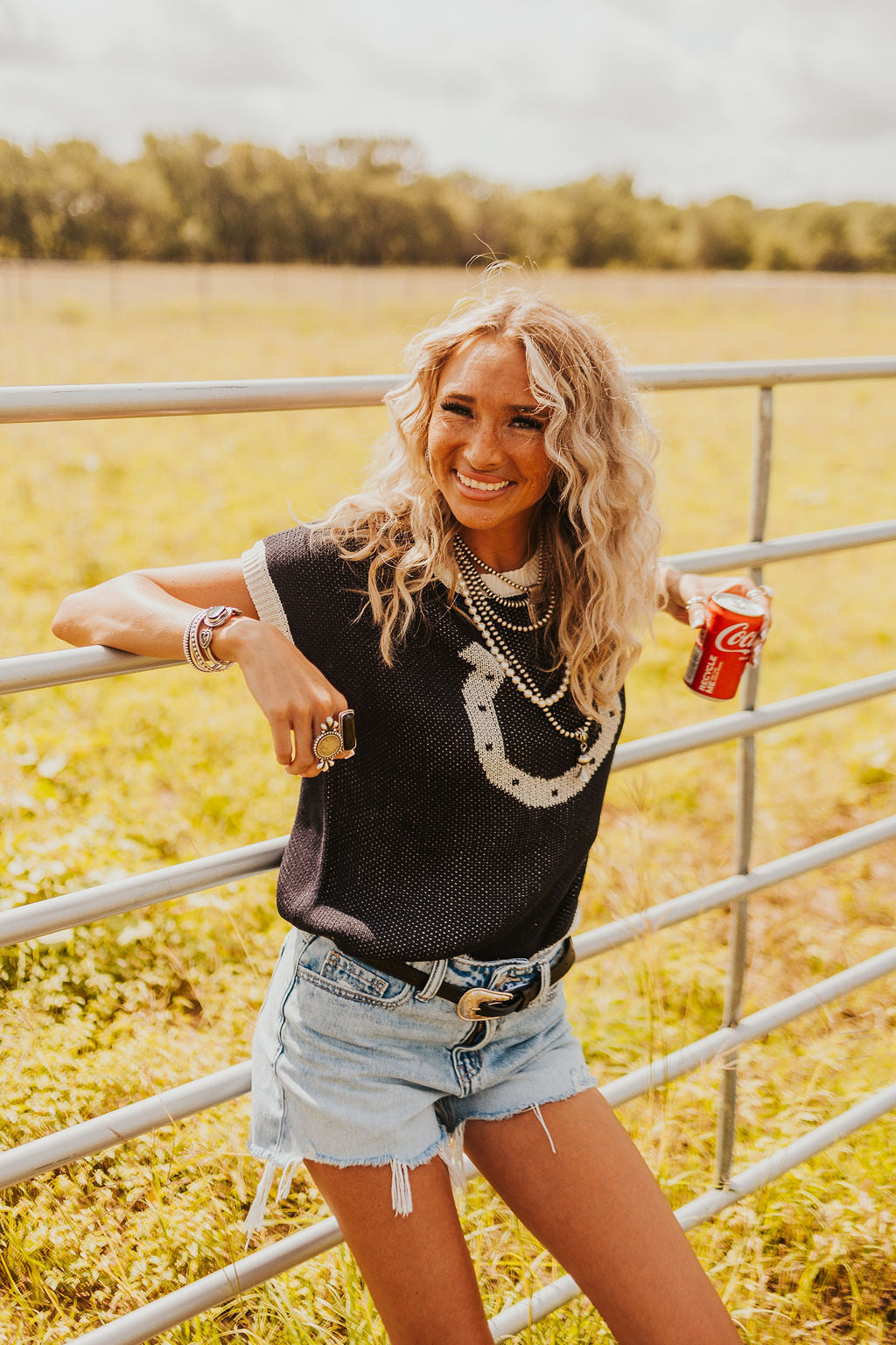 The Kaiya Horseshoe Sweater Vest in Navy