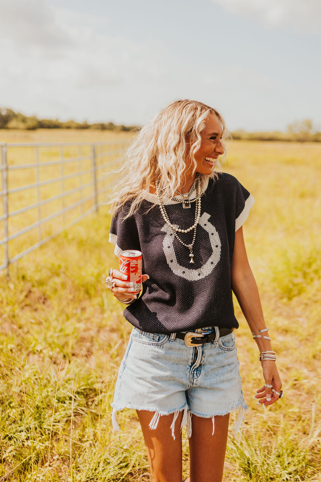 The Kaiya Horseshoe Sweater Vest in Navy