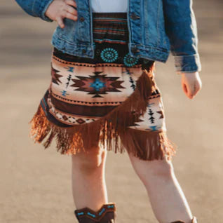 Shea Baby Brown Aztec Fringe Skirt
