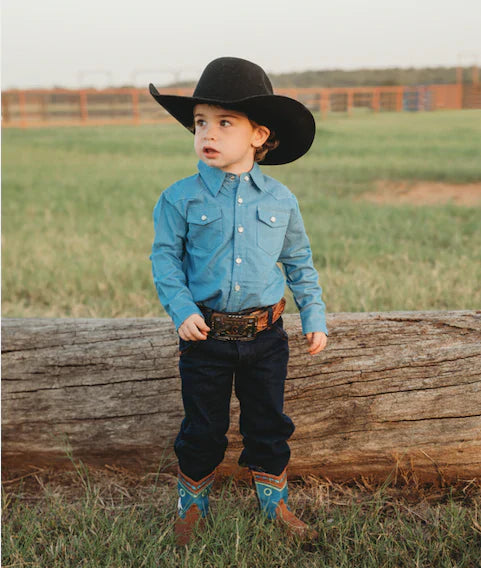 Shea Baby Longsleeve Light Denim Pearl Snap Shirt