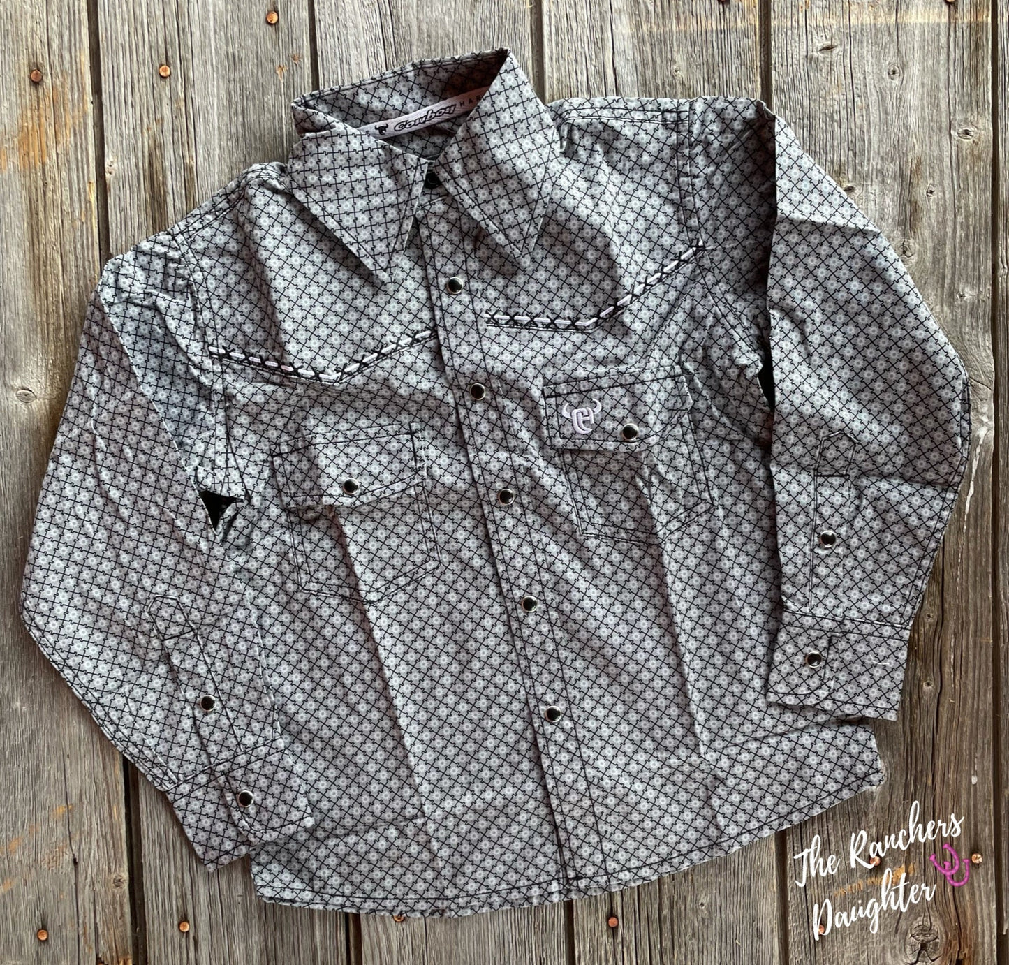 Boy’s Charcoal Diamond Western Shirt