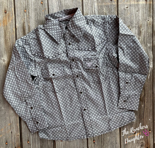 Boy’s Charcoal Diamond Western Shirt
