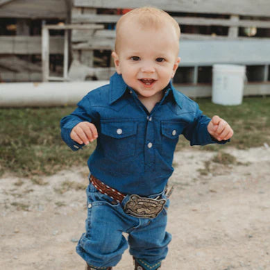 Shea Baby Longsleeve Dark Denim Onesie