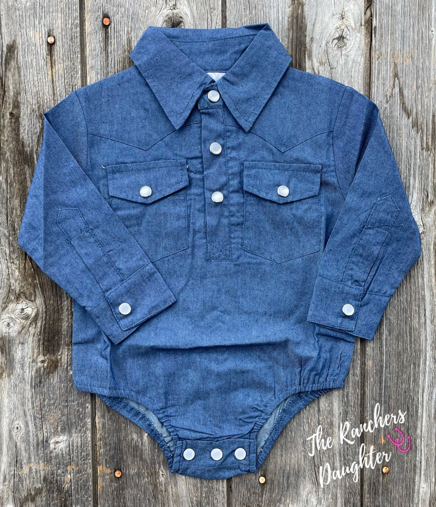 Shea Baby Longsleeve Dark Denim Onesie