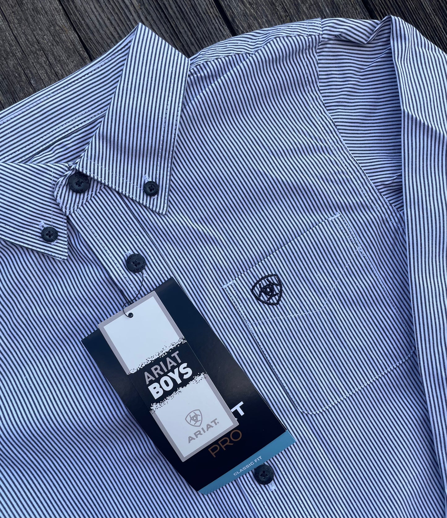 Ariat Boys Pro Series Dayne Mini Stripe Classic Fit Western Shirt
