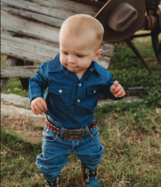 Shea Baby Longsleeve Dark Denim Onesie