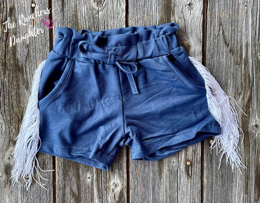 Shea Baby Blue Fringe Shorts
