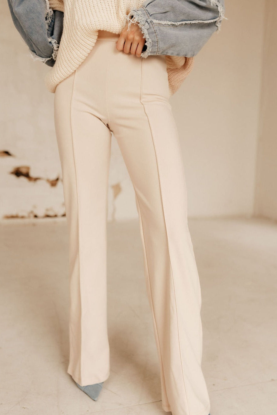 The Zoey Trouser in Cream