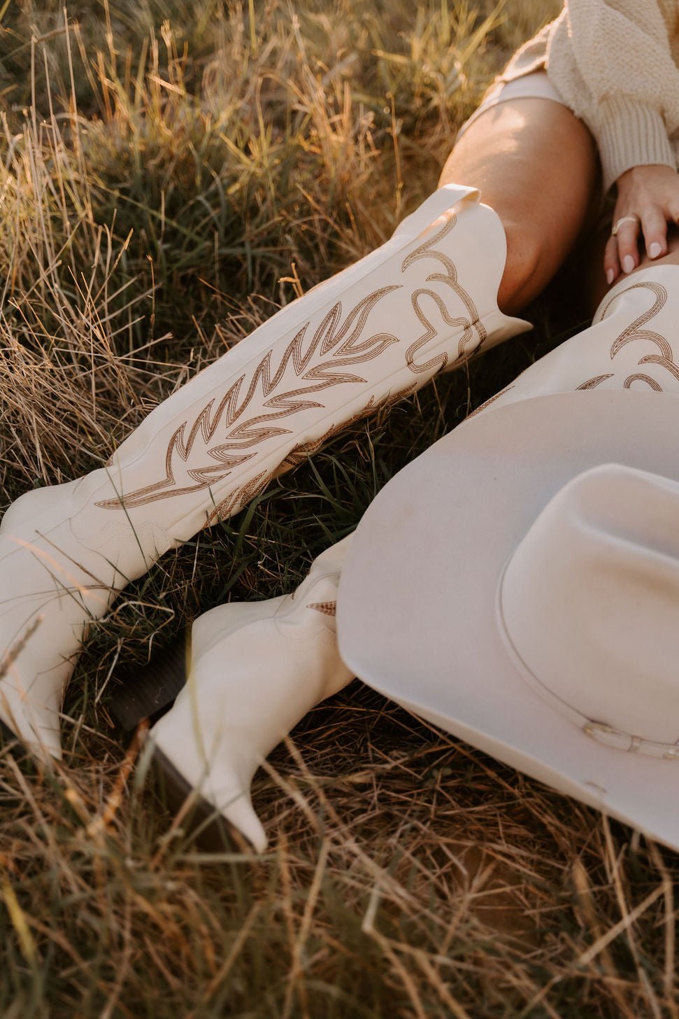 The Out West Tall Cowboy Boot in Cream